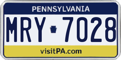 PA license plate MRY7028