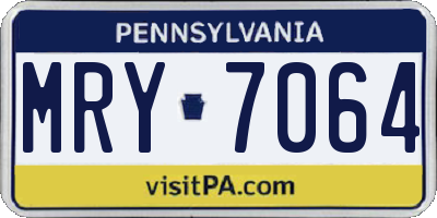 PA license plate MRY7064