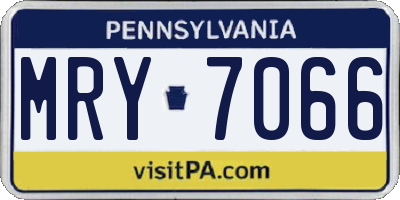 PA license plate MRY7066