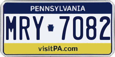 PA license plate MRY7082