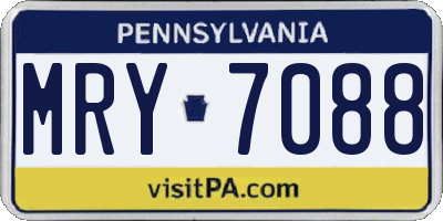 PA license plate MRY7088