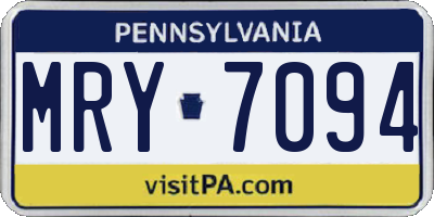 PA license plate MRY7094