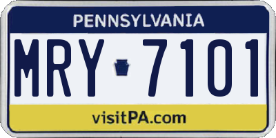 PA license plate MRY7101