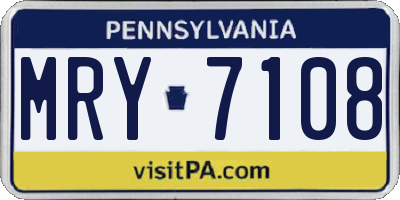 PA license plate MRY7108