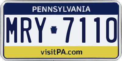 PA license plate MRY7110