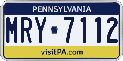 PA license plate MRY7112