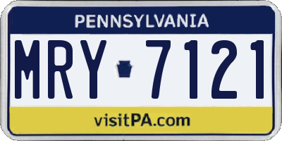 PA license plate MRY7121