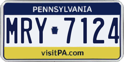PA license plate MRY7124