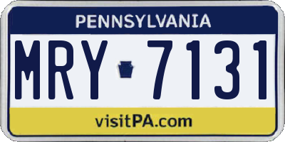 PA license plate MRY7131