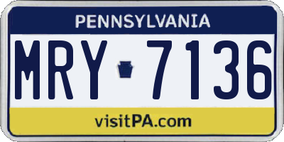 PA license plate MRY7136