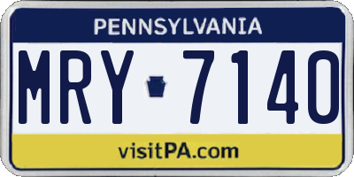 PA license plate MRY7140