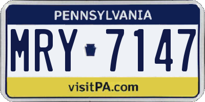 PA license plate MRY7147