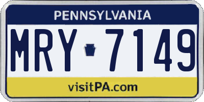 PA license plate MRY7149