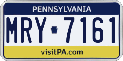 PA license plate MRY7161