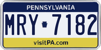 PA license plate MRY7182