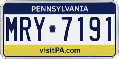 PA license plate MRY7191