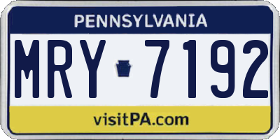 PA license plate MRY7192