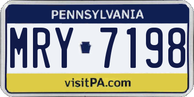 PA license plate MRY7198