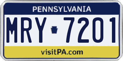 PA license plate MRY7201