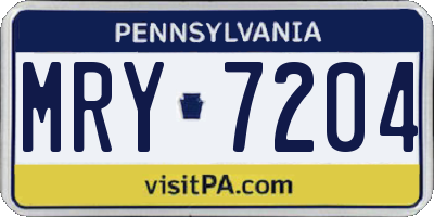 PA license plate MRY7204