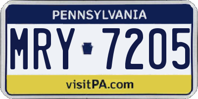 PA license plate MRY7205