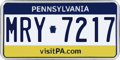 PA license plate MRY7217