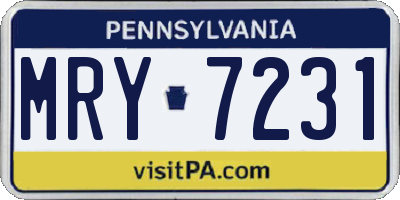 PA license plate MRY7231