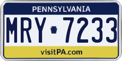 PA license plate MRY7233