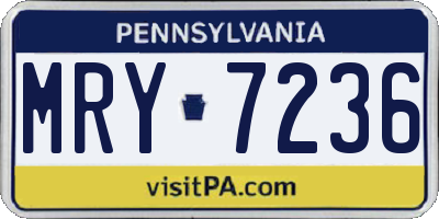 PA license plate MRY7236