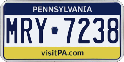 PA license plate MRY7238
