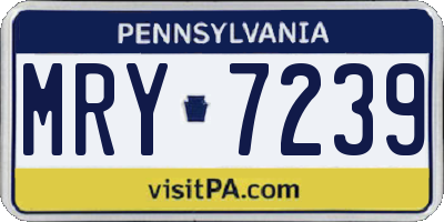 PA license plate MRY7239