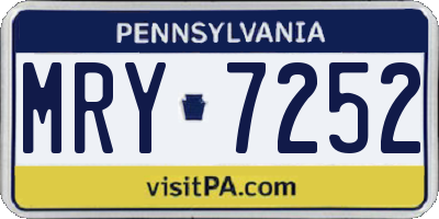 PA license plate MRY7252