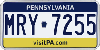 PA license plate MRY7255