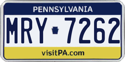 PA license plate MRY7262