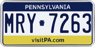 PA license plate MRY7263