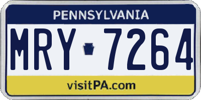 PA license plate MRY7264