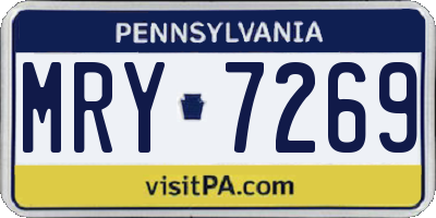 PA license plate MRY7269