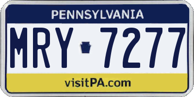 PA license plate MRY7277