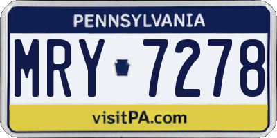 PA license plate MRY7278