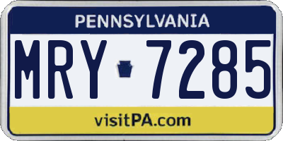 PA license plate MRY7285