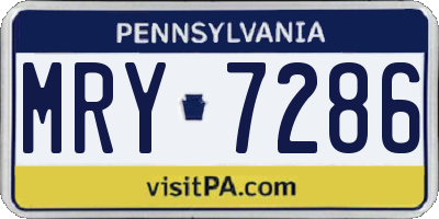 PA license plate MRY7286
