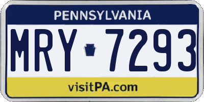 PA license plate MRY7293
