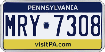 PA license plate MRY7308