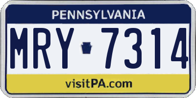 PA license plate MRY7314