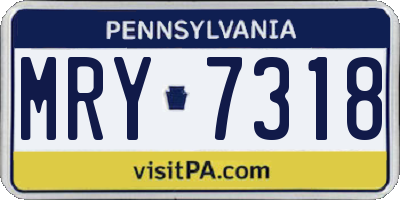 PA license plate MRY7318