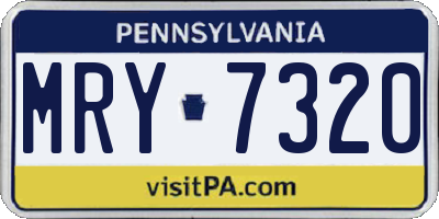 PA license plate MRY7320