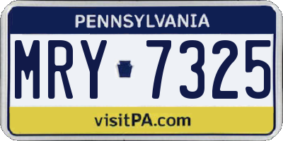 PA license plate MRY7325