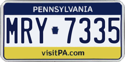 PA license plate MRY7335