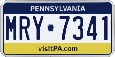 PA license plate MRY7341