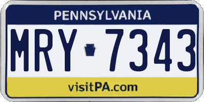 PA license plate MRY7343